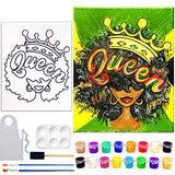 11 x 14 Canvas Painting Kit | Afro Queen Pre Drawn Stretched Canvas Kit