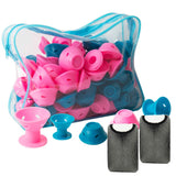 SUBANG 106 Pcs Silicone Hair Curlers Rollers Set Blue Pink Hair Curlers including 50 Pcs Large Hair Rollers and 50 Pcs Small Magic DIY Hair Style Tools