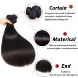 FASHOW Straight Bundles with Closure 9A Brazilian Human Hair Bundles with Closure 100% Virgin Brazilian Straight Hair Weave 3 Bundles with 4x4 Free Part Lace Closure (14 16 18+12 Inch)