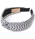 MIRMARU Fashion Headband Hair Accessories - Knotted, Bow, Polka Dot, Floral, Metallic, Glitter and Paisley Wide Hairband Headwear. (LCHB-592-NAVY)
