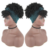 CINHOO Afro Puff with Headwrap Synthetic Short Kinky Curly Urban Wrapwig 2 in 1Headwrap Keep Wig Secured Soft Mottle Satin Wrapwig Head-Wrap Wig for Black Women (1B)