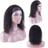 Curly Headband Wig Human Hair Headband Wigs Glueless None Lace Front Afro Wig Kinky Curly Brazilian Human Hair Wigs for Black Women Wear and Go Wigs Head Scarf Half Wig (22 Inch)