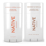 Native Deodorant - Natural Deodorant For Women and Men - 2 Pack - Aluminum Free, Free of Parabens - Contains Probiotics - Coconut & Vanilla And Citrus & Herbal Musk