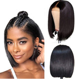 FLYBAO Human Hair Bob Wigs 4x4 Lace Front Wigs Straight Lace Front Human Hair Wigs For Black Women 150% Density Bob Wigs Pre Plucked With Baby Hair