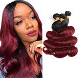 Feelgrace Ombre Burgundy Body Wave Human Hair Bundles Virgin Brazilian Remy Hair 3 Bundles 14 16 18 Inch