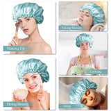 Satin Bonnet for Women, Double-Layered Satin Sleep Bonnet,Fruit Green Satin Night Cap for Sleeping,with Premium Elastic Band