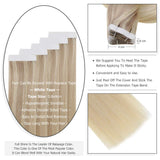 Full Shine Tape in Hair Extensions Real Human Hair Balayage Tape in Extensions Seamless Hair Extensions Ombre Glue in Hair Extensions Pu Tape Hair 50 Gram