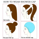 4 Packs Shower Cap Double Layer Elastic Waterproof Luxury Silky Satin Bath Cap with Ruffled Edge for Men & Women Shower