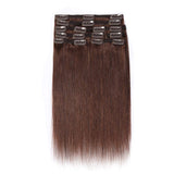 Double Weft 100% Remy Human Hair Clip in Extensions #2 Dark Brown 10''-22'' Grade 7A Quality Full Head Thick Thickened Long Short Straight 8pcs 18clips for Women Fashion 12" / 12 inch 110g