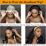 QTHAIR 14A Long Black Headband Wigs for Women Straight Human Hair Wig with Wide Headband Brazilian 100% Unprocessed Virgin Real Afro Wigs 22 inch