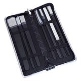 NKTM Professional Pedicure Knife Set - 7 Piece Stainless Steel Nail Care Kit with Leather Travel Case - Black