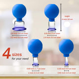 4 Pcs Facial Glass Cupping Set - Vacuum Suction Cupping Cups, 4 Colors to Select, Perfect For Cupping Massage, Lymphatic Drainage, Anti Aging Beauty Tool, For Face, Neck and Whole body (Blue)