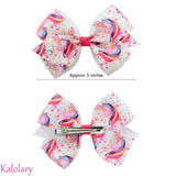 12Pcs/Set Kalolary Hair Bows Alligator Clips for Girls Gift, 5 Inches Unicorn Grosgrain Ribbon Hair Barrettes Accessories, Ideal Gift for Toddler Girls' Birthday Valentine's Day