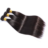 Brazilian Straight Virgin Hair 3 Bundles With Closure Free Part 100% Unprocessed Human Hair Bundles Straight Weave Hair Natural Black(16 18 20+14 Closure Free Part)