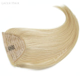Lacer #60 Platinum Blonde Wrap Around Ponytail Extension Clip in Ponytail Hair Extensions 100% Remy Human Hair Straight Ponytail Long Straight Ponytail Hair Extensions 16 Inch for Women