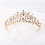 Drecode Bride Wedding Crowns and Tiaras Rose Gold Rhinestone Crown Bridal Crystal Queen Prom Hair Accessories for Women and Girls