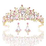 Drecode Bride Wedding Crowns and Tiaras Rose Gold Rhinestone Crown Bridal Crystal Queen Prom Hair Accessories for Women and Girls