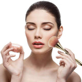Vtrem 2 Pieces Large Powder Mineral Brush, Foundation Makeup Brushes, Face Brush for Large Coverage Loose Powder & Blush Blending Buffing (Gold & Blue)