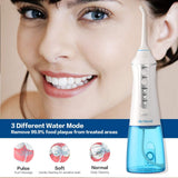 Water Flosser Cordless Dental Teeth Cleaner - McNaval Portable Water Flossing with 300ML Large Cleanable Water Tank USB Rechargeable IPX7 Waterproof 3-Mode with 4 Jet Tips