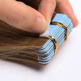 40 Pieces Rooted Tape in Hair Extensions Human Hair Straight Seamless Skin Weft Invisible Double Sided Tape 80g 12''/12inch #6 Light Brown+ 20pcs Free Tapes