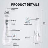 BEWEBEME Professional Cordless Oral Irrigator - 3 Modes Rechargeable Water Flosser for Teeth Brace, IPX7 Water Flosser with Cleanable Water Tank, 230ML