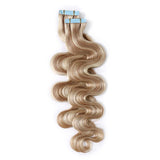 SEGO Wavy Remy Tape In Hair Extensions Human Hair Extensions Tape In Real Hair Body Wave Highlight Skin Weft Tape In Human Hair Extensions Seamless 40 Pieces 20 Inch 100 Gram Ash Blonde&Bleach Blonde