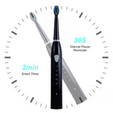 Rechargeable Electric Sonic Toothbrush for Adults with 5 Modes 2 Mins Timer and 4 Toothheads (Black)