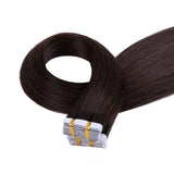 Maxfull Tape In Remy Hair Extensions Chocolate Brown, Double Sided Undetectable Seamless Hair Extensions, 20pcs, 22inch, 50g