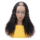 VIVI BABI 2x4 U-PART Human Hair Wigs 14 Inches 8A Grade Brazilian Deep Wave Wigs For Black Women 100% Unprocessed Human Virgin Hair Natural Color…