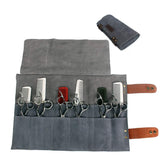 Purple Dragon Leather Roll Up Scissors Holder Pouch Cases Tool Bags for Salon Barber Hair Stylist (Grey)