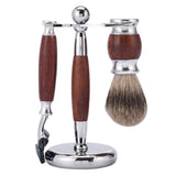 Men's Wood Shaving Set, Wet Grooming Shaving Set with Rosewood 5 Layer Razor, Wood Brush and Stainless Steel Stand, Perfect Gift for Boyfrien and Father