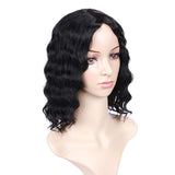 WIGNEE Loose Wave Bob Lace Part Wigs 100% Virgin Brazilian Human Hair Middle Part Wave Wigs for Women Glueless Wig Natural Black Color (Natural Black Loose Wave Bob)