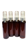 2 oz Plastic Bottles Amber Cosmo Round w/Fine Mist Sprayer Leak Proof Caps Travel Carry-on Approved Size 2oz 60 ml Plus 4 Kraft Labels