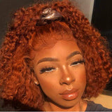 YMS Orange Red Human Hair Lace Front Wigs 150% Density Short Bob Human Hair Wigs for Women T Part Lace Front Wigs Human Hair Pre Plucked(10 inch,Orange Red)