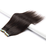 Tape in Hair Extensions Dark Brown 100% Remy Human Hair 12''-24'' Double Side Tape Seamless Skin Weft Rooted Tape on Natural Hair Extensions 20pcs Long Straight Silky 20 inch 50g