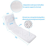 KR Bath Pillow Full Body，Non-Slip Cushioned Bathtub Pillow，Luxury 3D Air Mesh Spa Bathtub Cushion for Neck Head Shoulder and Back Support，Quick Drying Machine Wash Safe
