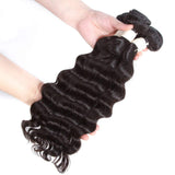 12A Loose Deep Wave 3 Bundles 18 16 14 Double Weft 100% Virgin Human Hair Weave Unprocessed Wet and Wavy Hair Weaving Bundles Natural Color Loose Deep Curly Thick and Full (14" 16" 18")
