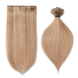 Double Weft Clip in Human Hair Extensions Thick 16 Inch 130g 8pcs 18 clips on 8A Grade Soft Straight 100% Remy Hair Ash Blonde mixed Bleach Blonde #18-613
