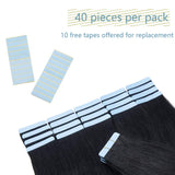 SEGO Tape In Hair Extensions Human Hair Glue In Real Extensions Skin Weft Remy Human Hair Extensions Straight Invisible Seamless Double Side Tape 40 Pieces Jet Black 24inch (100gram)