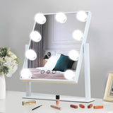 Hollywood Makeup Vanity Mirror with Lights, COSMIRROR Lighted Makeup Mirror with 9 Dimmable Bulbs and 3 Color Lighting Modes, Smart Touch Control, Plug in Light Up Mirror (White)