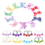 FullHappy Butterfly Hair Clips Hair Ties for Little Girls Kids, Elastic Hair Bands Scrunchies for Hair, Hair Accessories for Women Girls, Quality Material, No Pulling Hair