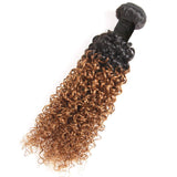 8A Grade Brazilian Curly Hair Weave 3 Bundles (14 14 14,300g) Brazilian Virgin Kinky Curly Human Hair Weave 8A 100% Unprocessed Hair Weft Extensions Ombre 2 Tone 1B/30 Color