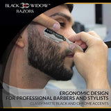 Barber Straight Razor, Professional Barber Straight Edge Razor - Barber Razor Compatible with Straight Razor Blade for Barber, Black Chrome Straight Razor by Black Widow (1.5mm)