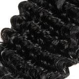 Malaysian 8 A Virgin Human Hair 3 Bundles with Lace Closure Curly Hair Extensions Natural Color (12 14 16+10C, deep wave)
