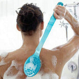 Tarrant Long-Handle Bath/Shower Body Brush and Back Scrubber with Hard Bristles for Deep Skin Cleansing and Exfoliating - Blue