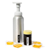 Petal Foaming Hand Soap Starter Kit - Reusable Foaming Soap Dispenser (Raw - 8.5oz) + Foam Hand Soap Refill Pods (4ct) - Zero Waste, All Skin Types (Lemongrass)