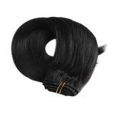 24" Jet Black Hair Extensions Clip in Human Hair Double Weft 100% Real Human Hair Remy Brazilian Straight Clip on Human Hair Extensions Soft Silky Grade 8A 8Pieces/Lot 120g 20Clip for Women
