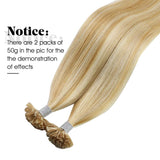Moresoo 18 Inch Keratin Tip Human Hair Extensions U Tip Hair Remy Hair 1Gram 1Strand Color #14 Honey Blonde Highlighted with #613 Bleach Blonde Pre Bonded Hair Extensions 50Grams Per Pack…