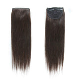 2 Pieces Dark Brown Human Hair Clip in Hair Extensions 14inch,Straight Hairpiece about 25g/pc,total 50g