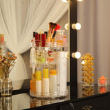 V-HANVER Acrylic Makeup Organizer, Cosmetic Storage and Vanity Perfume Organizers in Countertop Bathroom Dresser, 360 Rotating Makeup Holder Stand for Beauty Caddy Skincare & Clear & Diamond Pattern